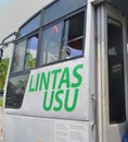 Medan, Indonesia - August 11, 2021, North Sumatra university bus photo