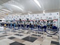 AirAsia Check-In Counters in Kualanamu International Airport Royalty Free Stock Photo