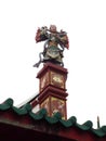 One of the scultures on the roof of the Vihara Gunung Timur temple in Medan Royalty Free Stock Photo