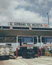 Medan 5 augustus 2021-a toll gate with a blue sky background