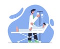 Vector illustration. Medical concept. The patient lies under a dropper.