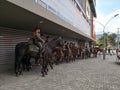 Colombian police over trained horses ready to contain social protests in Medellin, Colombia