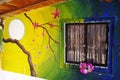 MEDELLIN, COLOMBIA, AUGUST 15, 2018: Mural painting in Comuna 13, Medellin