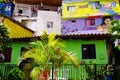 MEDELLIN, COLOMBIA, AUGUST 15, 2018: Mural painting in Comuna 13, Medellin