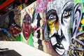 MEDELLIN, COLOMBIA, AUGUST 15, 2018: Mural painting in Comuna 13, Medellin