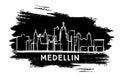 Medellin Colombia City Skyline Silhouette. Hand Drawn Sketch