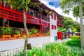 Medellin, Colombia - December 19, 2017: Outdoor view of beautiful restaurant in Pueblito Paisa in Nutibara Hill, in Royalty Free Stock Photo