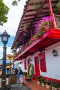 Medellin, Colombia - December 19, 2017: Unidentified people close to a beautiful restaurant in Pueblito Paisa in Royalty Free Stock Photo