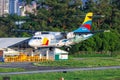 SATENA ATR 42-600 airplane at Medellin Airport in Colombia