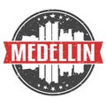 Medellin Colombia Round Travel Stamp. Icon Skyline City Design. Seal Tourism Badge Illustration Vector.