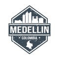 Medellin Colombia Travel Stamp Icon Skyline City Design Tourism. Seal Vector Passport.