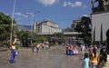 General view of Botero square, Medellin, Colombia. Launched in 2002, are displayed in the street 23 sculptures by Fernando Botero