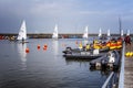 Medemblik, Holland, 08.21.2015: Marina with yachts in a small cozy European city. Bright sunny day