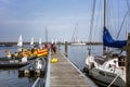 Medemblik, Holland, 08.21.2015: Marina with yachts in a small cozy European city. Bright sunny day