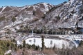 Medeu high-mountain skating rink, Almaty, Kazakhstan. Top view. Royalty Free Stock Photo