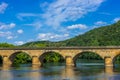 Medevial bridge over the dordogne river Royalty Free Stock Photo