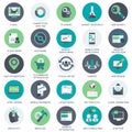 Media and Advertising icons. Icons for email, marketing, pay per click, mobile applications. Flat vector