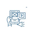 Media applications line icon concept. Media applications flat vector symbol, sign, outline illustration.