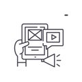 Media applications line icon concept. Media applications vector linear illustration, symbol, sign