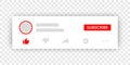 Media avatar frame for channel cover wireframe. Web subscribe elements for banner design channel.