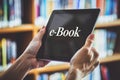 Media book library concept in tablet. Generative AI Royalty Free Stock Photo