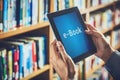 Media book library concept in tablet. Generative AI Royalty Free Stock Photo