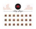 Media buttons collection for vintage audio player Royalty Free Stock Photo