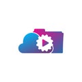 Media cloud gear logo design vector Royalty Free Stock Photo