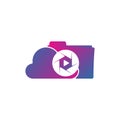 Media cloud lens logo design vector Royalty Free Stock Photo