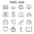Media & Communication icon set in thin line style Royalty Free Stock Photo