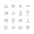 Media and communication line icons collection. Intermittance, Transmission, Histrionics, Projection, Lexicon