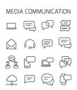 Media communication related vector icon set. Royalty Free Stock Photo