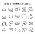 Media communication related vector icon set. Royalty Free Stock Photo