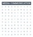 Media communication vector line icons set. Media, Communication, Broadcasting, Journalism, Reportage, Production Royalty Free Stock Photo