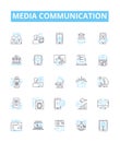 Media communication vector line icons set. Media, Communication, Broadcasting, Journalism, Reportage, Production Royalty Free Stock Photo