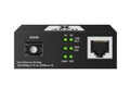 Media converter that converts a 100Base-TX signal to a 100Base-FX signal. It has an Ethernet connector and an optical connector. Royalty Free Stock Photo