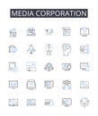Media corporation line icons collection. Stocks, Bonds, Commodities, Futures, Options, Forex, Derivatives vector and
