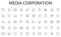 Media corporation line icons collection. House, Home, Apartment, Condo, Mansion, Duplex, Villa vector and linear