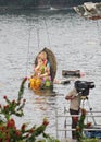 Media covering Nimajjan of Lord Ganesh, India