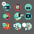 Media design. Flat colorful icons Royalty Free Stock Photo