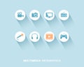 Media device infographic with flat icons set Royalty Free Stock Photo