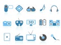 Media entertainment icons ,blue series Royalty Free Stock Photo