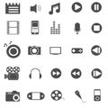 Media and entertainment icons set vector Royalty Free Stock Photo