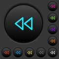 Media fast backward dark push buttons with color icons