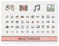 Media hand drawing line icons. Royalty Free Stock Photo