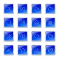 Media icons on blue buttons Royalty Free Stock Photo