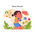 Media influence concept. Flat vector illustration