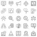 Media influence outline icons set. Vector Influencer symbols