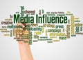 Media Influence word cloud and hand with marker concept