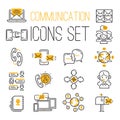 Media internet web network contact communication symbols outline icons vector illustration. Royalty Free Stock Photo